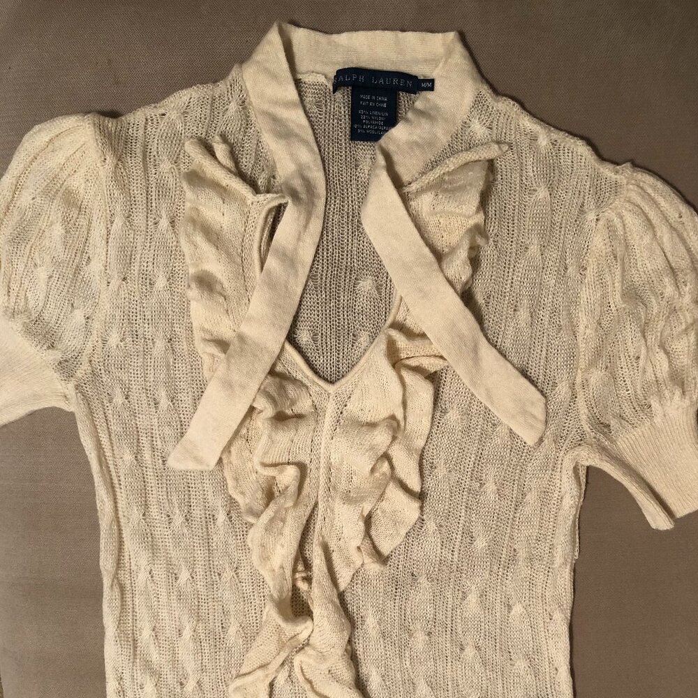 Ralph Lauren Women Knitted Blouse, NWOT, Linen Blend, Size M